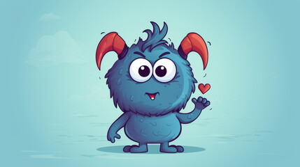 Illustration of a cute cartoon monster