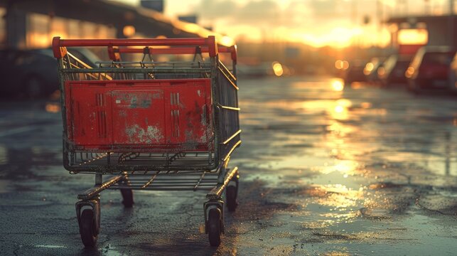 Shopping Cart Return Point Near A Supermarket In A Mockup