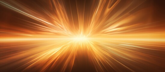 Obraz premium A radiant light illuminates the sky from the center of a dark terrestrial landscape, resembling a glowing lens flare amidst the symmetry of flowering plants and wooden elements