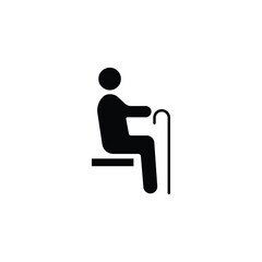 Sitting person with cane icon. Public information symbol modern, simple, vector, icon for website design, mobile app, ui. Vector Illustration