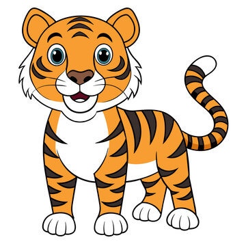 tiger cartoon character on white background 