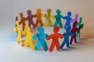Illustration of unity and community spirit with paper people in a circle