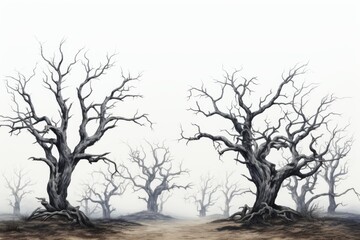 Withered Wilderness Cluster Isolated on Transparent Background