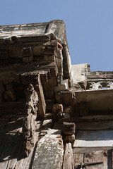 Khambhat, Gujarat / India - January 9, 2011 : View of a bracket of an old house.