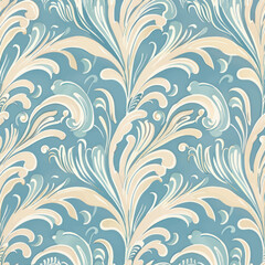 Light teal and beige wave, wavy, wallpaper texture pattern seamless background.