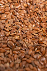 Macro set of flax seeds close-up vertical