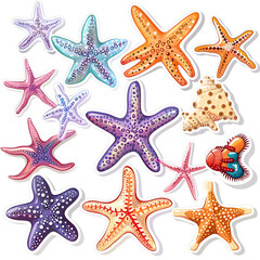 set of stars. set of starfish