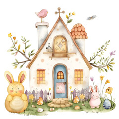 easter card with rabbit