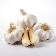 Garlic on a white background сreated with Generative Ai