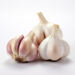 Obraz premium Garlic on a white background сreated with Generative Ai