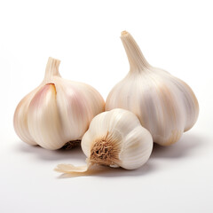 Fototapeta premium Garlic on a white background сreated with Generative Ai