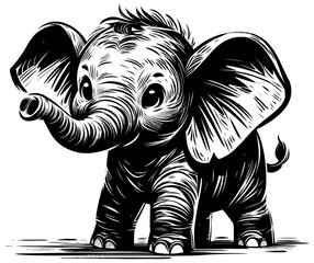 Baby Elephant Linocut