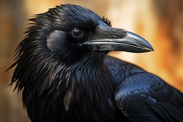 Fototapeta premium Mysterious Raven closeup. Animal sky horror. Generate Ai
