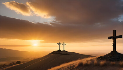 Good Friday Crucifixion And Resurrection of Jesus at Sunrise
