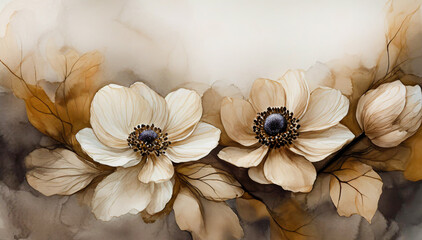 Abstrakcyjne kwiaty, tapeta akwarela