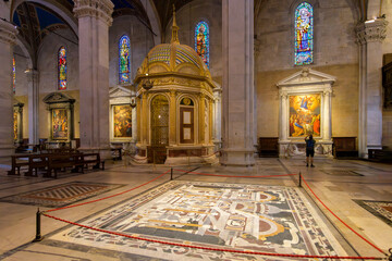 The Shrine of the Sacred Face of Lucca at the medieval Lucca Cathedral, or San Martino Cathedral,...