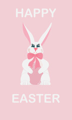 Fototapeta premium Happy easter. Easter bunny with an egg in his paws