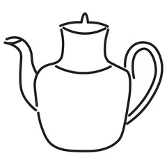 teapot in doodle style in vector. template for greeting card design sticker poster