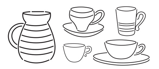 jug in doodle style in vector. template for greeting card design sticker poster