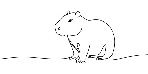 Single line vector image of a capybara. One line.