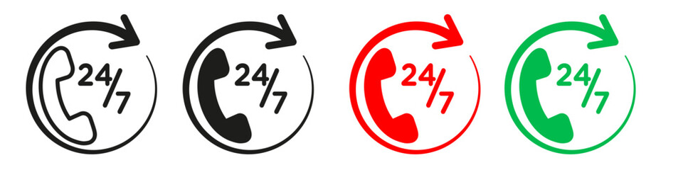 24 7 Emergency call services icon mark in filled style