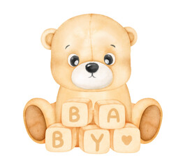 cute bear and blocks