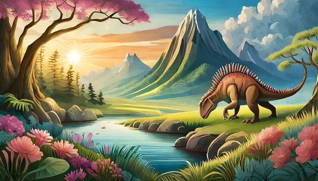 landscape with a dinosaur 
