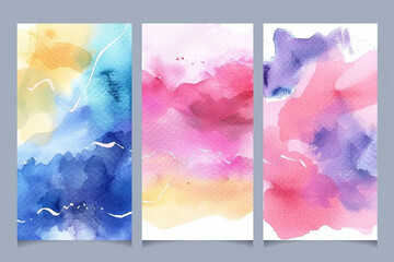 vector colourful watercolour background set for business card or flyer template