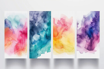 vector colourful watercolour background set for business card or flyer template