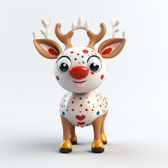 New Year's deer on a white background, 3D model сreated with Generative Ai