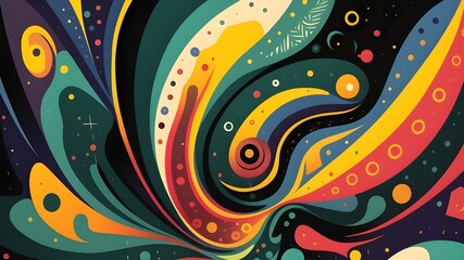 A colorful wallpaper featuring abstract art