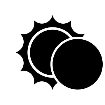 Simple solar eclipse illustration with transparent background. Line art, clipart, icon, object, shape, symbol, etc. PNG with transparent background. Design elements for websites and other graphics.