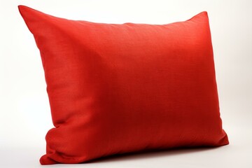 Inviting Red bright pillow isolated on white background. Cushion fabric over cloth comfort. Generate Ai