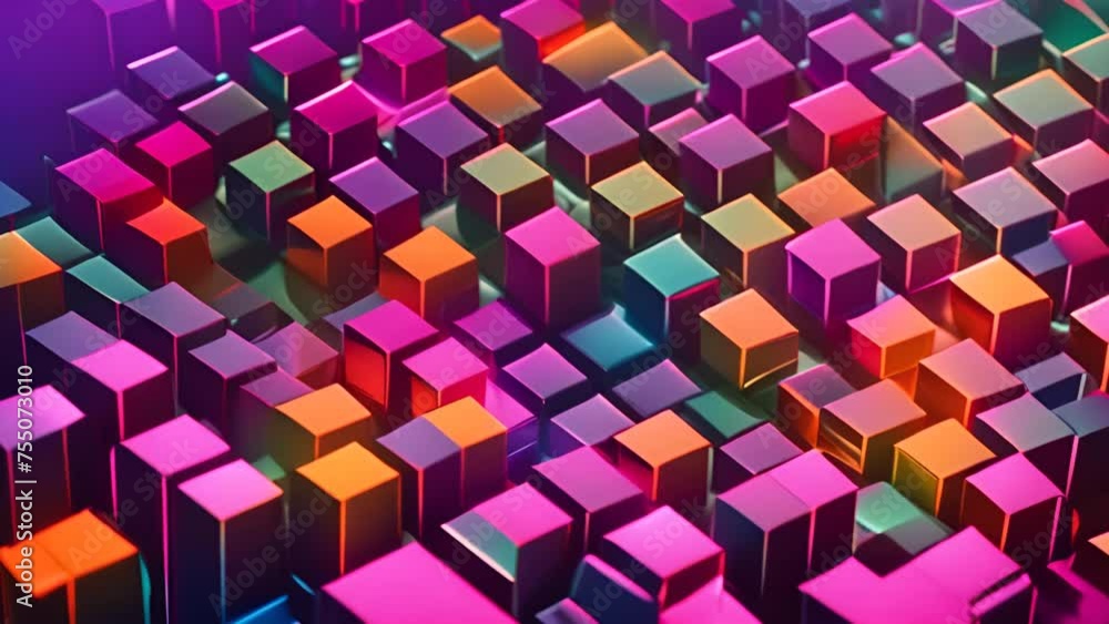Poster group of colorful cubes background generative ai