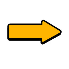 Yellow comic arrow with shadow