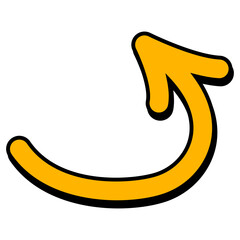 Yellow comic arrow with shadow