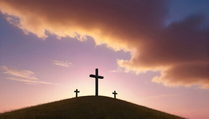 Good Friday Crucifixion And Resurrection of Jesus at Sunrise
 - obrazy, fototapety, plakaty