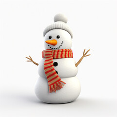 snowman, white background, minimalistic 3D model сreated with Generative Ai