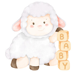 cute sheep and baby blocks