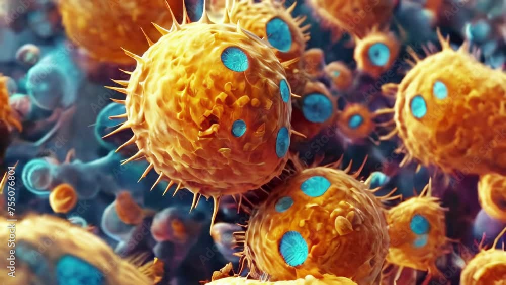 Poster colorful representation of viruses and bacteria in a microscopic view. detailed depiction of pathoge