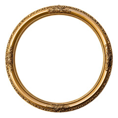 Obraz premium golden oval photo frame, white background, professional photo сreated with Generative Ai