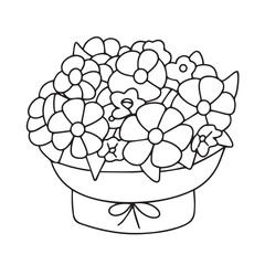 Hand drawn doodle flowers bouquet icon. Outline family clipart. Hand drawn vector art.