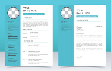 Creative professional CV resume template design with nice typography design, vector minimalist.