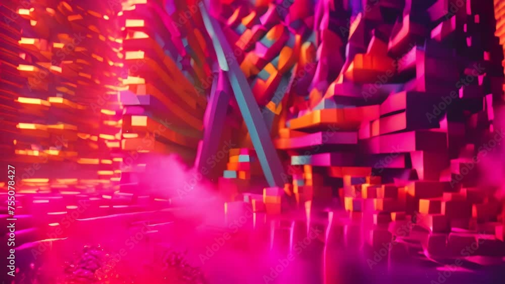 Aufkleber Dance Music Abstract Painting of Colorful Blocks and Lines Generative AI