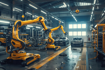 Fototapeta premium Automated Factory Robotics