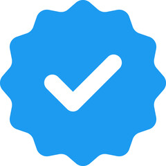 Blue check mark tick verification icon symbol vector.