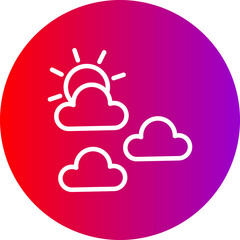 Cloud And Sun Line Gradient Circle Icon