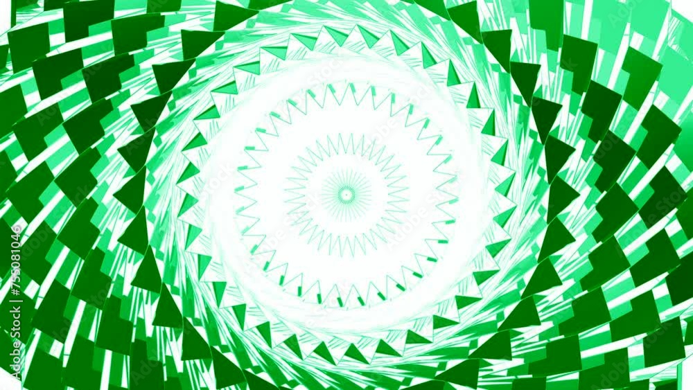 Poster abstract psychedelic tunnel of bright rotating tiles. motion. pulsating rings with corridor effect.