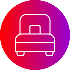 Single Bed Line Gradient Circle Icon