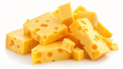 Yellow pieces of_ heese isolated on a white
